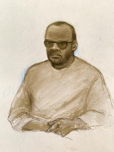 Court sketch of Simon Levy.