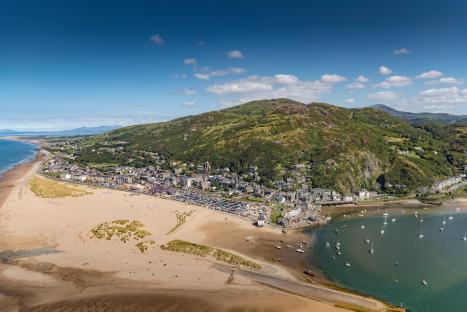 Aerial view of Barmouth, Wales.