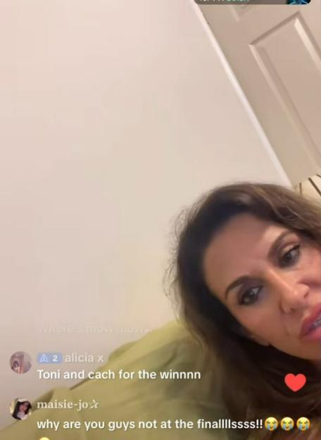 Screenshot of a TikTok video showing a woman's face and upper body; comments are visible at the bottom.