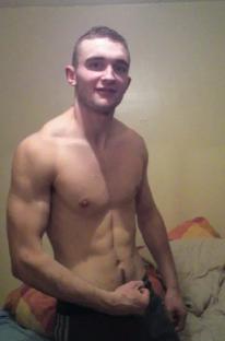 Man flexing his biceps.