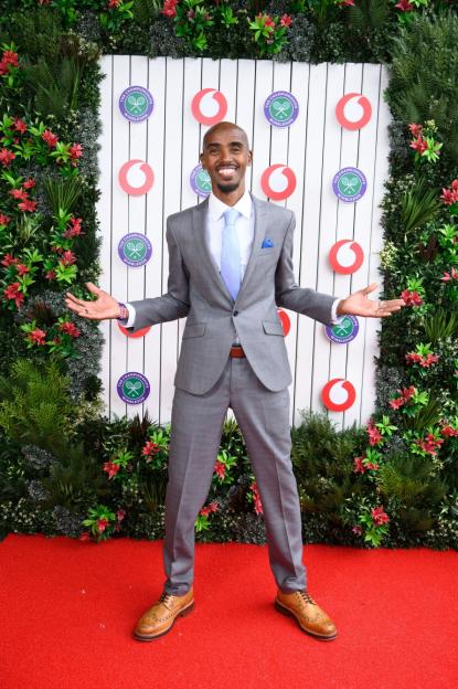 Mandatory Credit: Photo by Jonathan Hordle/REX/Shutterstock (14580530aq) Mo Farah in Vodafone's Suite at Wimbledon. Vodafone is the Official Connectivity Partner to The Championships." Vodafone's Suite Arrivals at Wimbledon, London, UK - 10 Jul 2024