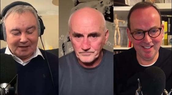 Three men on a podcast.