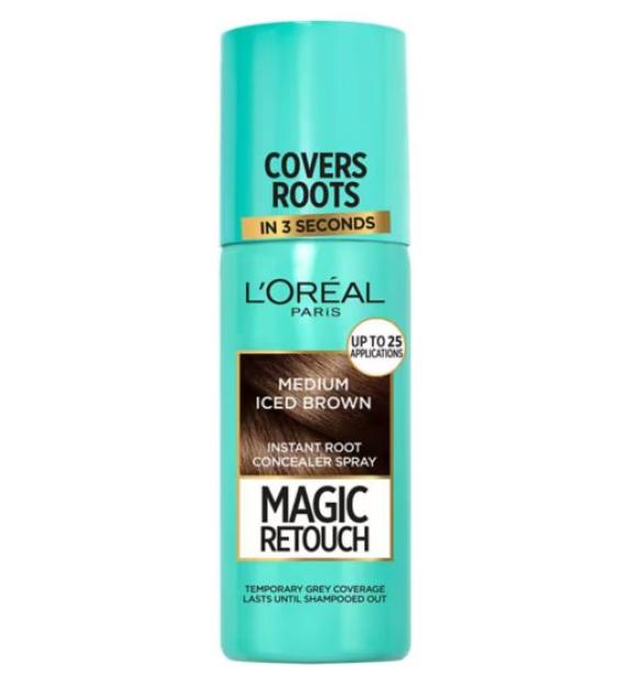 L'Oréal Paris Magic Retouch root concealer spray in medium iced brown.