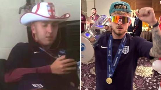 England U21s star looks worse for wear after wild celebrations onboard 3:30am flight for winning European Championships