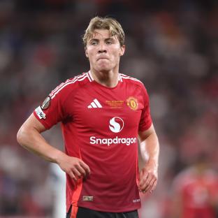 Rasmus Hojlund of Manchester United in the 2025 UEFA Europa League Final.