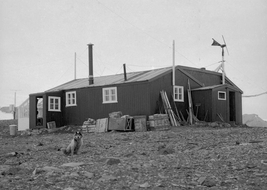 Black and white photo of Admiralty Bay Base on King George Island in 1951.
