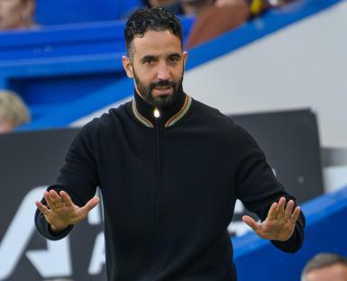 Ruben Amorim, Manchester United manager, at Stamford Bridge.