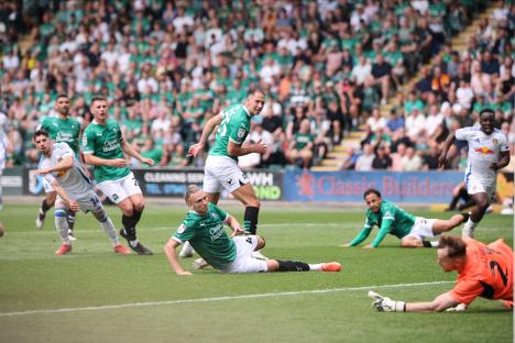 Manor Solomon of Leeds United scoring a goal.