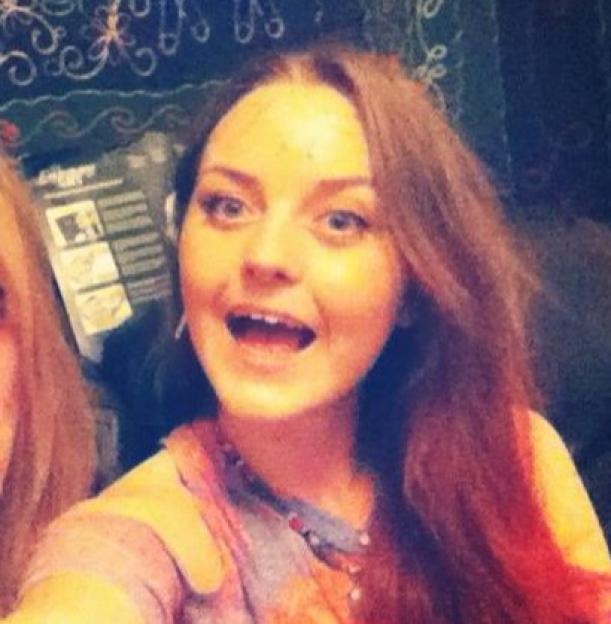 Selfie of two women making faces.
