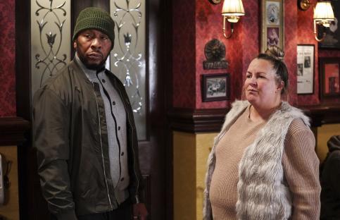 Mitch Baker and Karen Taylor in a pub.
