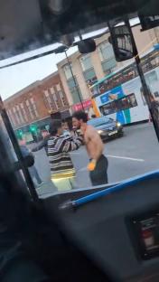 Shocking moment topless Championship ace in vicious ‘street brawl’ after ‘pub row’ spills into street