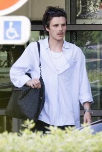 Romeo Beckham arriving at Paris-Le Bourget Airport.