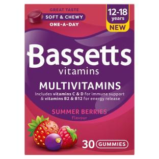 Bassetts vitamins multivitamins gummies, summer berries flavor, 30 gummies, ages 12-18.