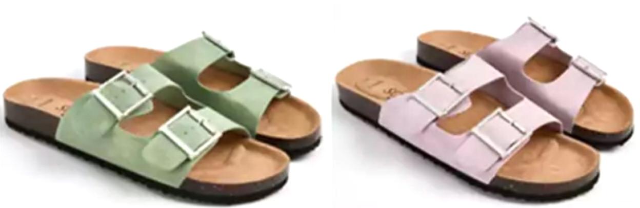 Recalled lilac and sage green sandals.