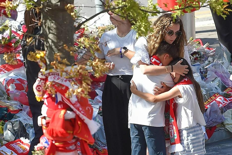 Diogo Jota’s heartbroken wife Rute Cardoso visits Anfield with Liverpool stars to lay flowers and view loving tributes