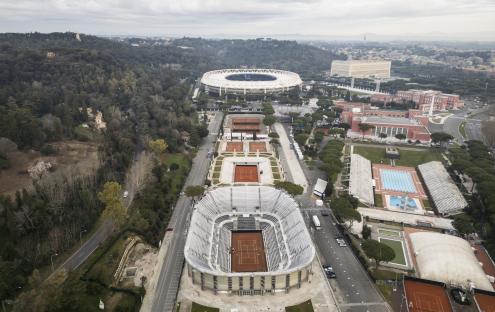 Aerial view of Stadio Centrale Del Tennis in Rome.