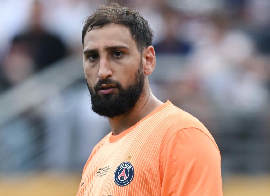 Gianluigi Donnarumma of Paris Saint-Germain at a soccer match.
