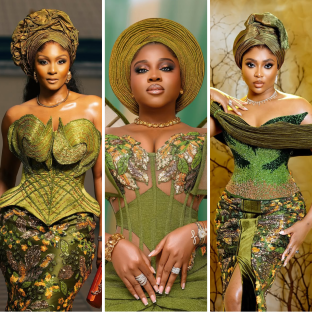 Aso Ebi Perfection: Veekee James, Osas Ighodaro & More Ladies in Green Showed Out