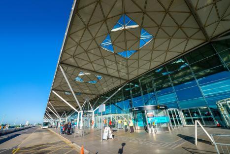 Stansted Airport arrivals area.
