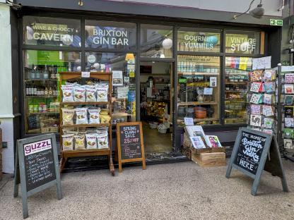 Shop exterior in Brixton Village market.