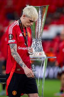 Alejandro Garnacho of Manchester United looking disappointed after the UEFA Europa League Final.
