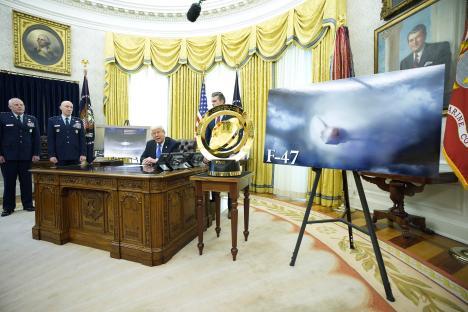 President Trump announcing a defense program in the Oval Office.