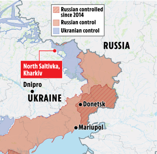 Map of Ukraine showing Russian-controlled areas.