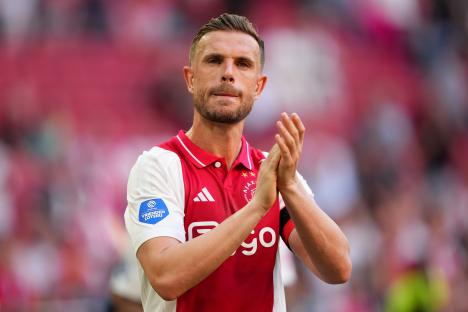 Jordan Henderson #6 of Ajax applauding after a match.