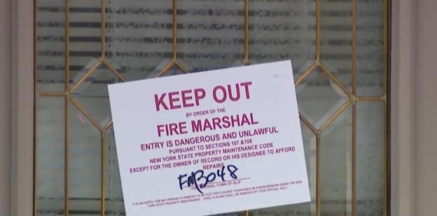 Keep Out order from the Fire Marshal. Entry is dangerous and unlawful.