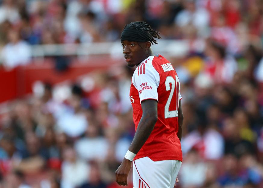 Noni Madueke, Arsenal player, at Emirates Stadium.