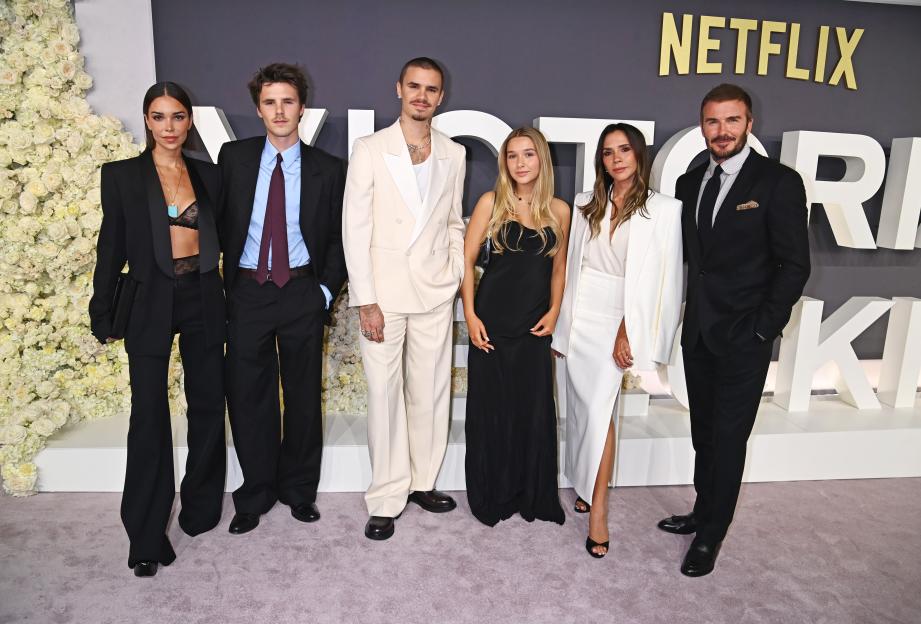 Jackie Apostel, Cruz Beckham, Romeo Beckham, Harper Beckham, Victoria Beckham and David Beckham at the World Premiere of "Victoria Beckham"