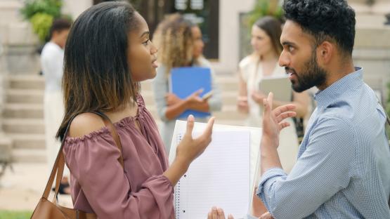 College students arguing on campus.
