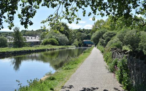 Path alongside a canal in Burnley, Lancashire.