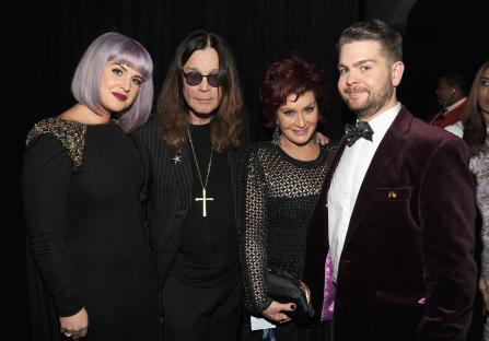 Kelly Osbourne, Ozzy Osbourne, Sharon Osbourne, and Jack Osbourne at the Grammy Awards.