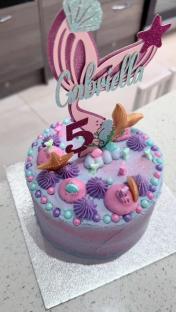 Gabriella's 5th birthday cake decorated with mermaid theme.