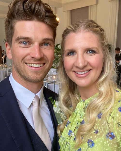 Rebecca Adlington smiling with her husband Andy Parsons.
