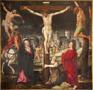 Painting of the crucifixion of Jesus Christ.