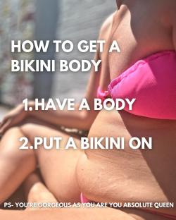 Image of a person in a pink bikini with text overlay that reads 