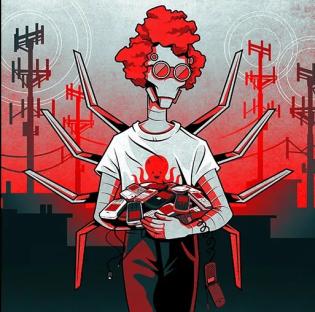 Illustration of Scattered Spider, a cybercriminal adversary.