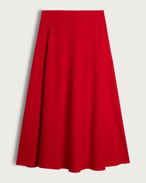 Red midi skirt.
