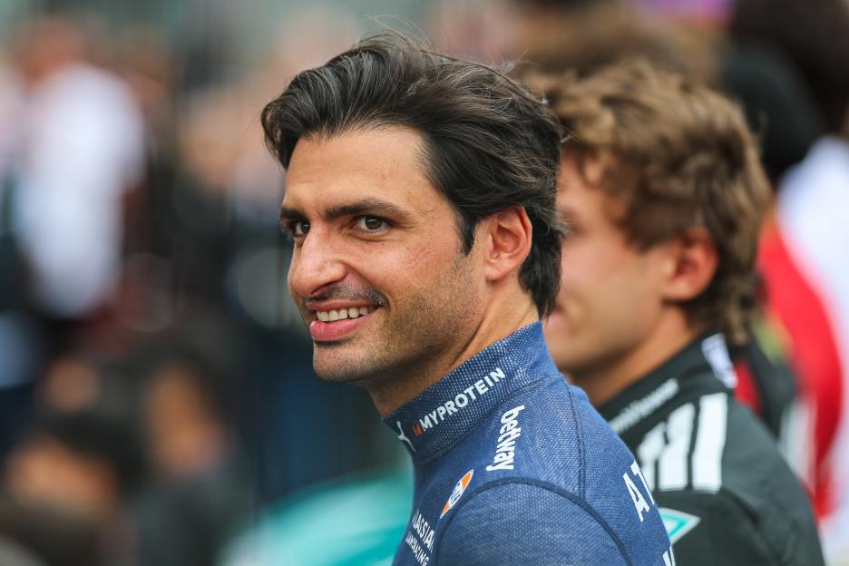 Carlos Sainz of Spain and Williams looks on during the national anthem.
