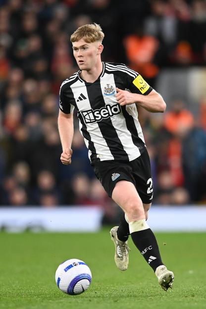 Newcastle United's Lewis Hall in action during a Premier League match.