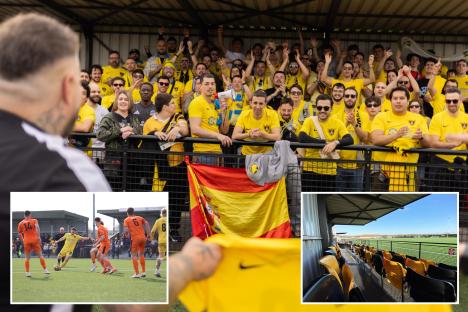 Non-league club left stunned after 100 Spanish fans join them in stands for match after following team online