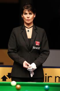 Michaela Tabb, snooker referee, at the German Masters semifinal.