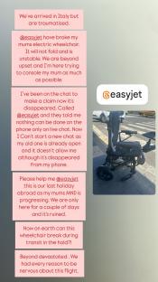 Broken electric wheelchair after flight; plea for help from @easyjet.