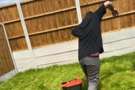 Watch the moment home owner walks over their new-build’s lawn and shows how landscaping turned it into a water bed