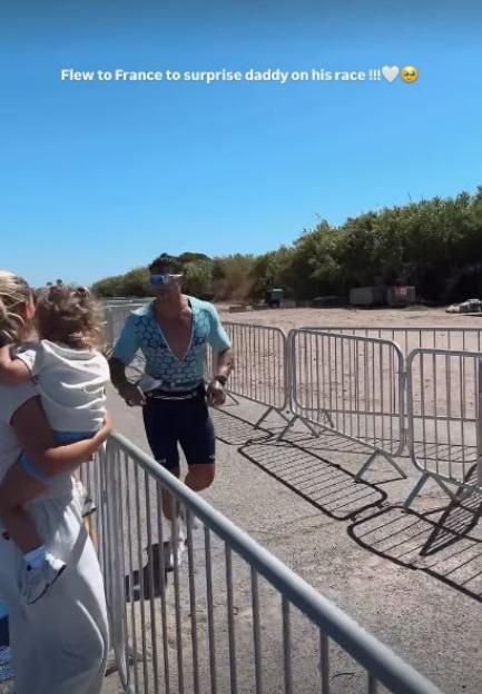 Molly-Mae and her daughter surprising Tommy Fury at his race in France.