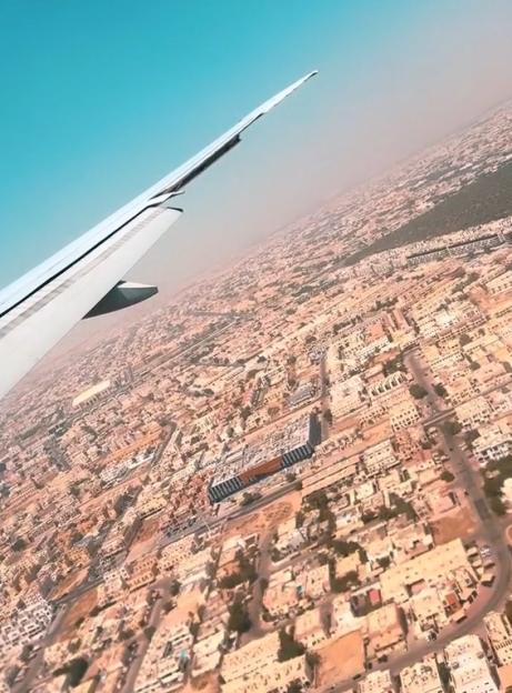 View of Dubai from an airplane window.