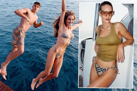 Rosie Huntington-Whiteley stuns in Burberry bikini as she teams up with Jack Draper for campaign