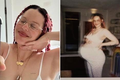 Anne Marie shows off HUGE baby bump as she counts down to birth of second baby with Slowthai